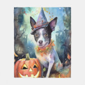 Halloween Australian Cattle with Pumpkins Scary Fleece Deken (Voorkant)