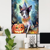Halloween Australian Cattle with Pumpkins Scary Poster (Thuiskantoor)
