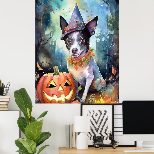 Halloween Australian Cattle with Pumpkins Scary Poster (Thuiskantoor)