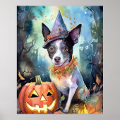 Halloween Australian Cattle with Pumpkins Scary Poster (Voorkant)