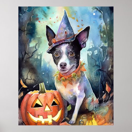 Halloween Australian Cattle with Pumpkins Scary Poster (Voorkant)
