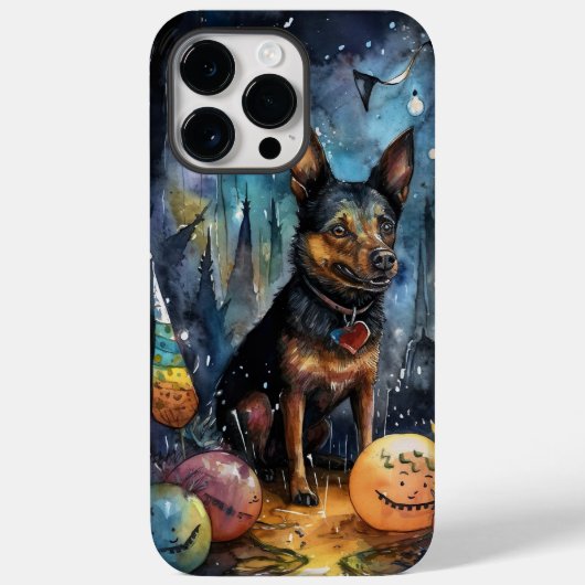 Halloween Australian Kelpie met pomkins Scary Case-Mate iPhone Case (Achterkant)