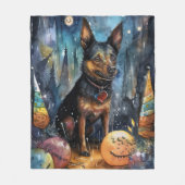 Halloween Australian Kelpie met pomkins Scary Fleece Deken (Voorkant)