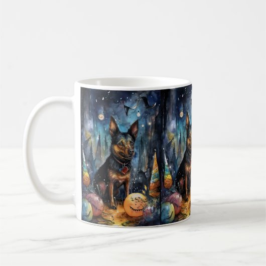 Halloween Australian Kelpie met pomkins Scary Koffiemok (Links)