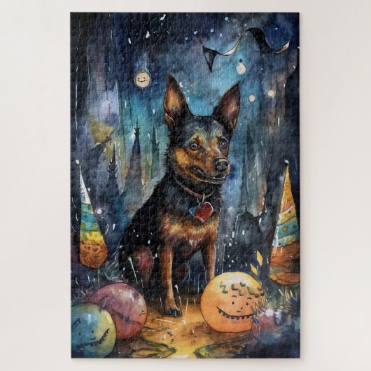Halloween Australian Kelpie met pomkins Scary Legpuzzel (Verticaal)
