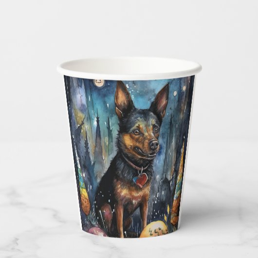 Halloween Australian Kelpie met pomkins Scary Papieren Bekers (Achterkant)