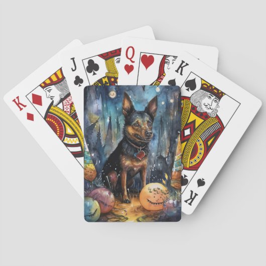 Halloween Australian Kelpie met pomkins Scary Pokerkaarten (Achterkant)