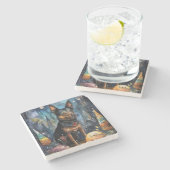 Halloween Australian Kelpie met pomkins Scary Stenen Onderzetter (Zijkant)