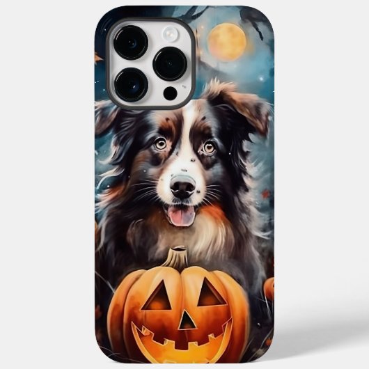 Halloween Australian Shepherd met pompoenen eng Case-Mate iPhone Case (Achterkant)