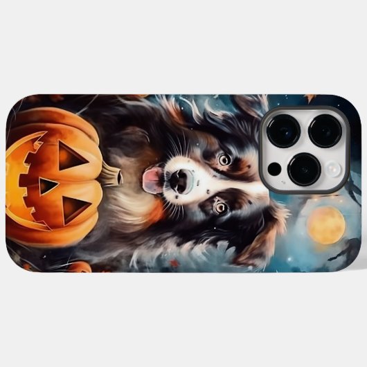 Halloween Australian Shepherd met pompoenen eng Case-Mate iPhone Case (Achterkant (horizontaal))