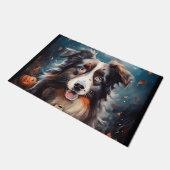 Halloween Australian Shepherd met pompoenen eng Deurmat (Schuin)