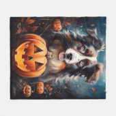 Halloween Australian Shepherd met pompoenen eng Fleece Deken (Voorkant (Horizontaal))