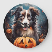 Halloween Australian Shepherd met pompoenen eng Grote Klok (Voorkant)