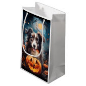 Halloween Australian Shepherd met pompoenen eng Klein Cadeauzakje (Achterkant Gekanteld)