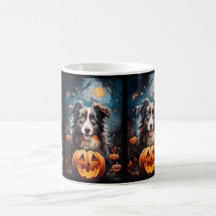 Halloween Australian Shepherd met pompoenen eng Koffiemok