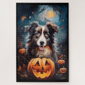 Halloween Australian Shepherd met pompoenen eng Legpuzzel