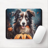 Halloween Australian Shepherd met pompoenen eng Muismat (Met muis)