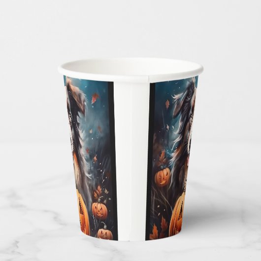 Halloween Australian Shepherd met pompoenen eng Papieren Bekers (Rechts)