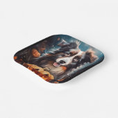Halloween Australian Shepherd met pompoenen eng Papieren Bordje (Gebogen)