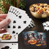 Halloween Australian Shepherd met pompoenen eng Pokerkaarten (Insitu)