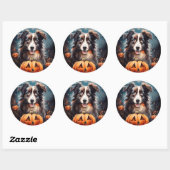 Halloween Australian Shepherd met pompoenen eng Ronde Sticker (Vel)