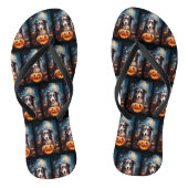 Halloween Australian Shepherd met pompoenen eng Teenslippers (Voetbed)