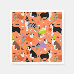 Halloween Australian Shepherd Napkins Servet