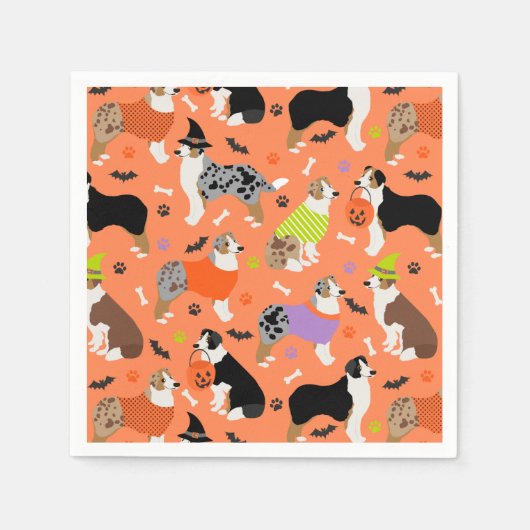 Halloween Australian Shepherd Napkins Servet (Voorkant)
