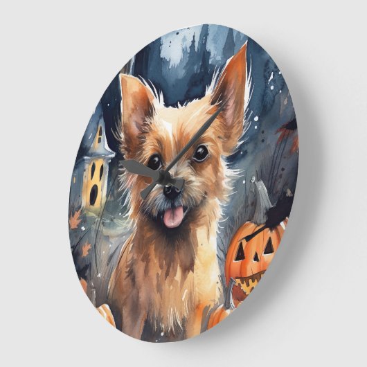 Halloween Australian Terrier met pomkins Scary Grote Klok (Hoek)