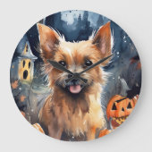 Halloween Australian Terrier met pomkins Scary Grote Klok (Voorkant)