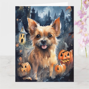 Halloween Australian Terrier met pomkins Scary Kaart