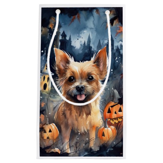Halloween Australian Terrier met pomkins Scary Klein Cadeauzakje (Voorkant)
