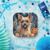 Halloween Australian Terrier met pomkins Scary Papieren Bordje (Feest)