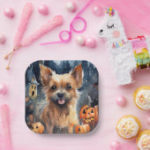 Halloween Australian Terrier met pomkins Scary Papieren Bordje (Feest)
