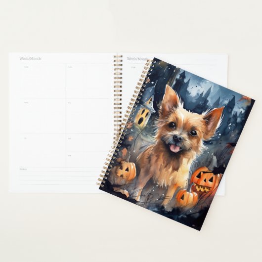 Halloween Australian Terrier met pomkins Scary Planner (Display)