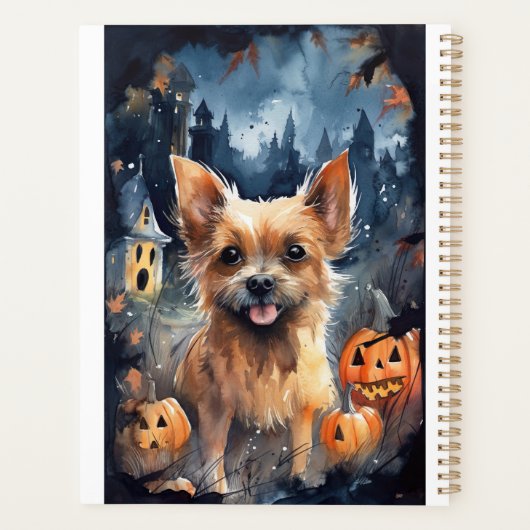 Halloween Australian Terrier met pomkins Scary Planner (Achterkant)