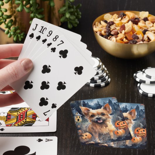 Halloween Australian Terrier met pomkins Scary Pokerkaarten (Insitu)