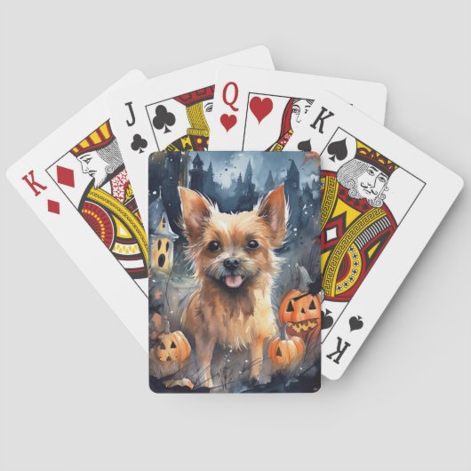 Halloween Australian Terrier met pomkins Scary Pokerkaarten (Achterkant)