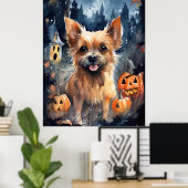 Halloween Australian Terrier met pomkins Scary Poster (Thuiskantoor)