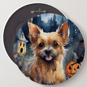 Halloween Australian Terrier met pomkins Scary Ronde Button 6,0 Cm