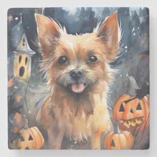 Halloween Australian Terrier met pomkins Scary Stenen Onderzetter