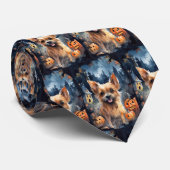 Halloween Australian Terrier met pomkins Scary Stropdas (Opgerold)