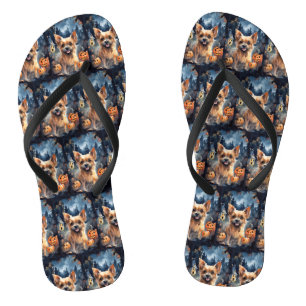 Halloween Australian Terrier met pomkins Scary Teenslippers