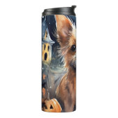 Halloween Australian Terrier met pomkins Scary Thermosbeker (Gedraaid links)