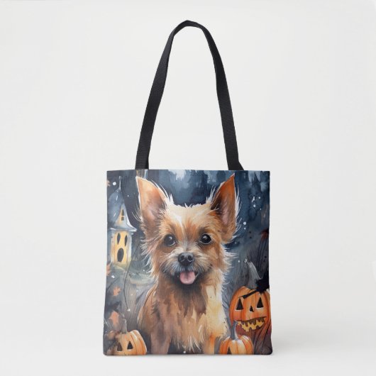 Halloween Australian Terrier met pomkins Scary Tote Bag (Voorkant)