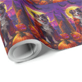Halloween Australische herder hond pompoenen eng Cadeaupapier (Rol Hoek)