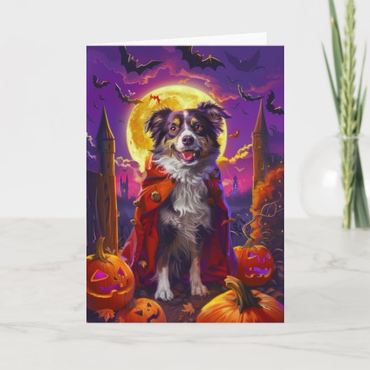 Halloween Australische herder hond pompoenen eng Kaart (Voorkant)