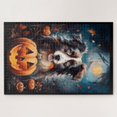 Halloween Australische Herder met Pompoenen Eng Legpuzzel (Horizontaal)