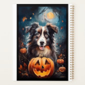 Halloween Australische Herder met Pompoenen Eng Planner (Achterkant)