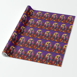 Halloween Australische Herdershond Pompoenen Griez Cadeaupapier